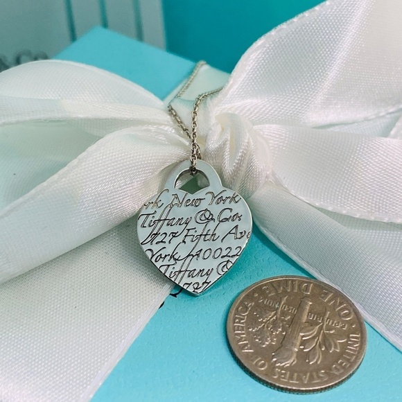 Tiffany & Co Heart Notes Necklace 16” Sterling Retired Box Fifth ave - Picture 4 of 9